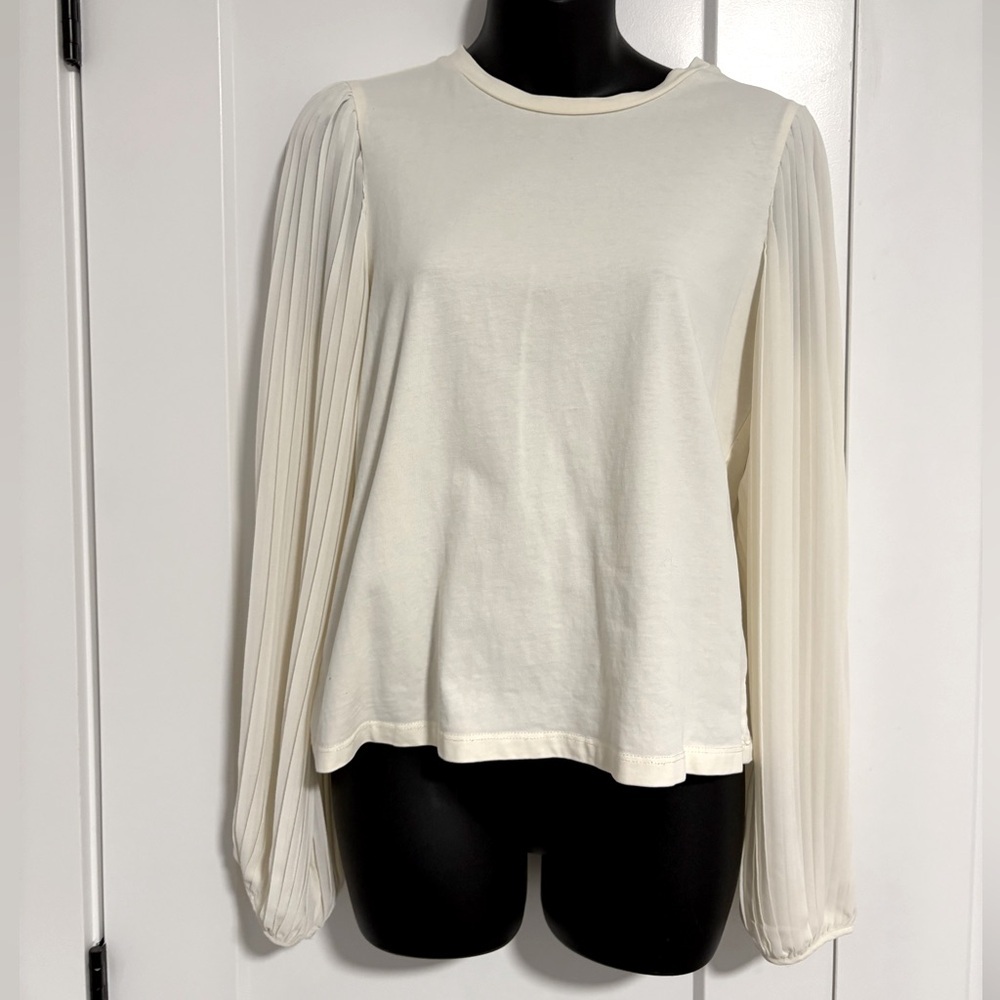 English Factory White Cream‎ Long Sleeve Top Blouse Size Small